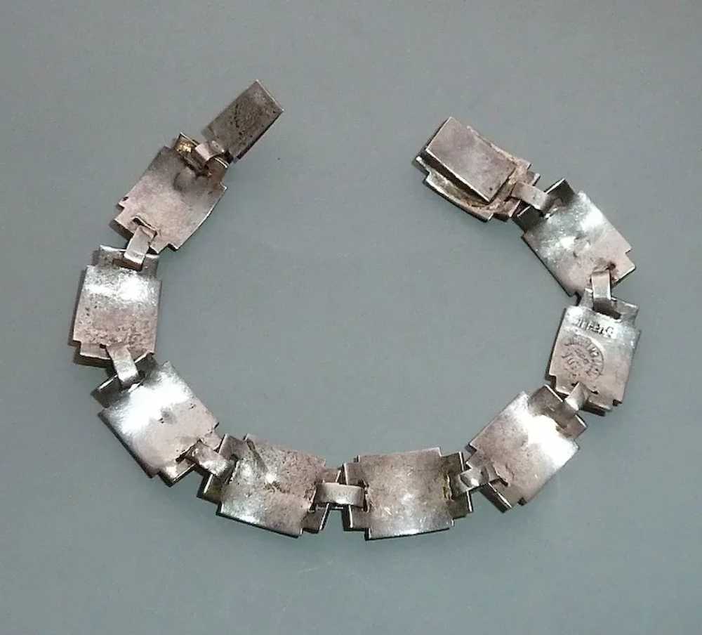 Mexican Sterling Art Deco Stepped Design w Abalon… - image 11