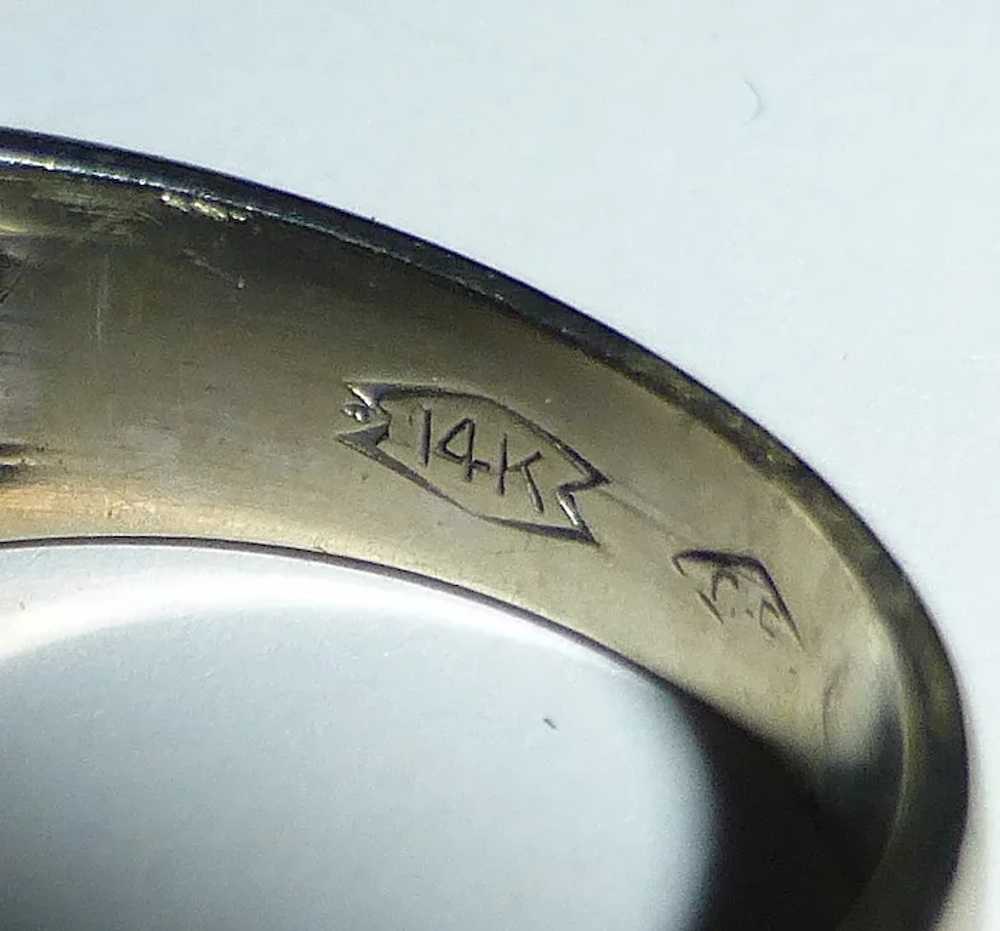 14k White Gold Band Ring w Diamonds - image 7