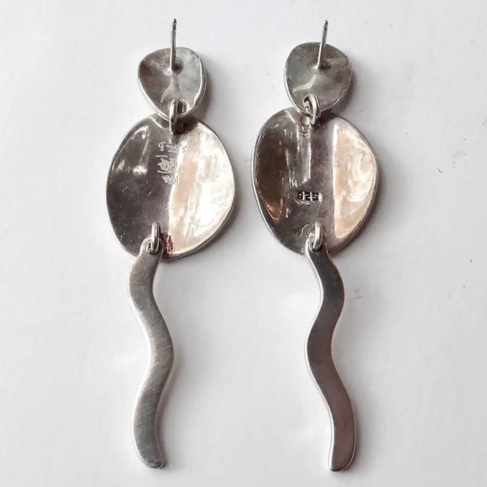Handcrafted Sterling Modernist Design Pierced Ear… - image 6