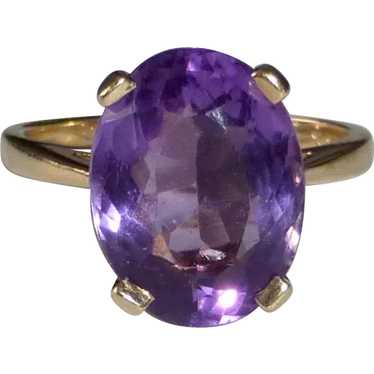 14k Yellow Gold Faceted Amethyst Ring