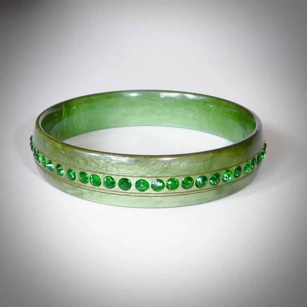 Art Deco Celluloid & Paste Bracelet in Shimmering… - image 12