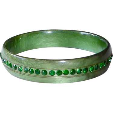 Art Deco Celluloid & Paste Bracelet in Shimmering… - image 1