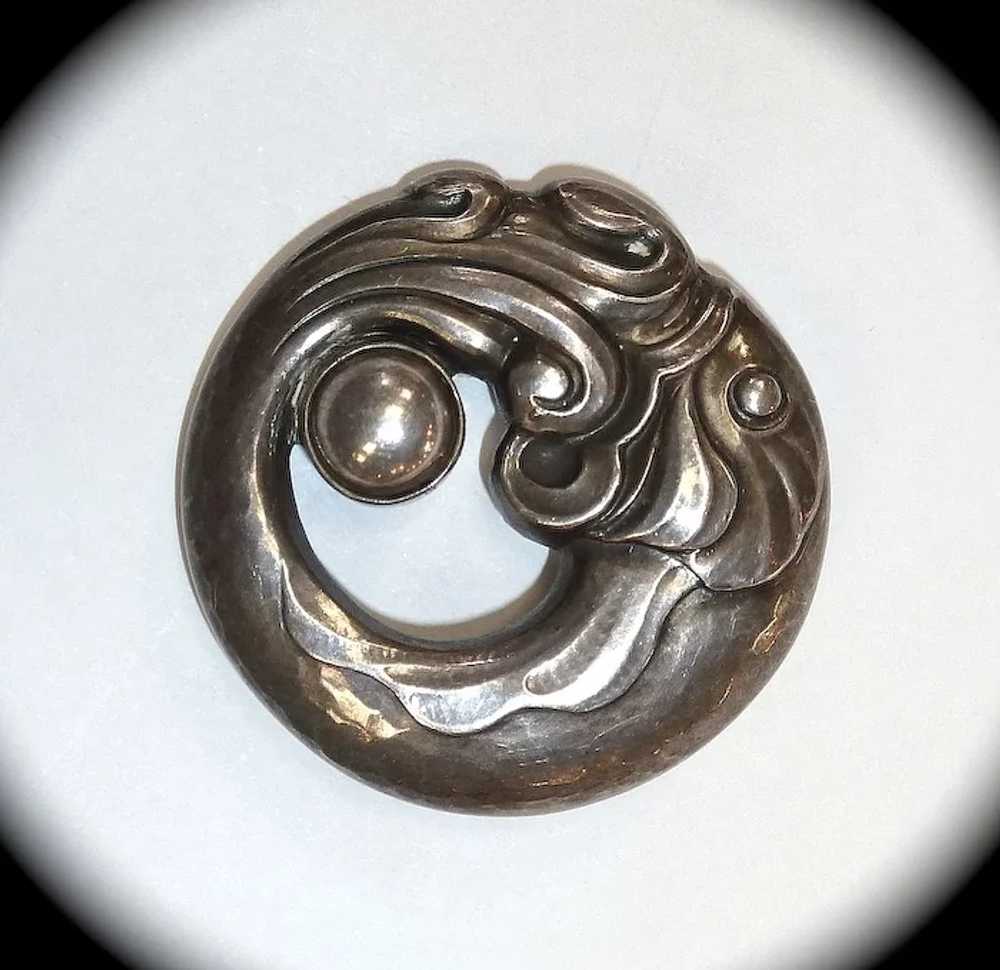 Georg Jensen Denmark Sterling Stylized Fish Pin - image 3