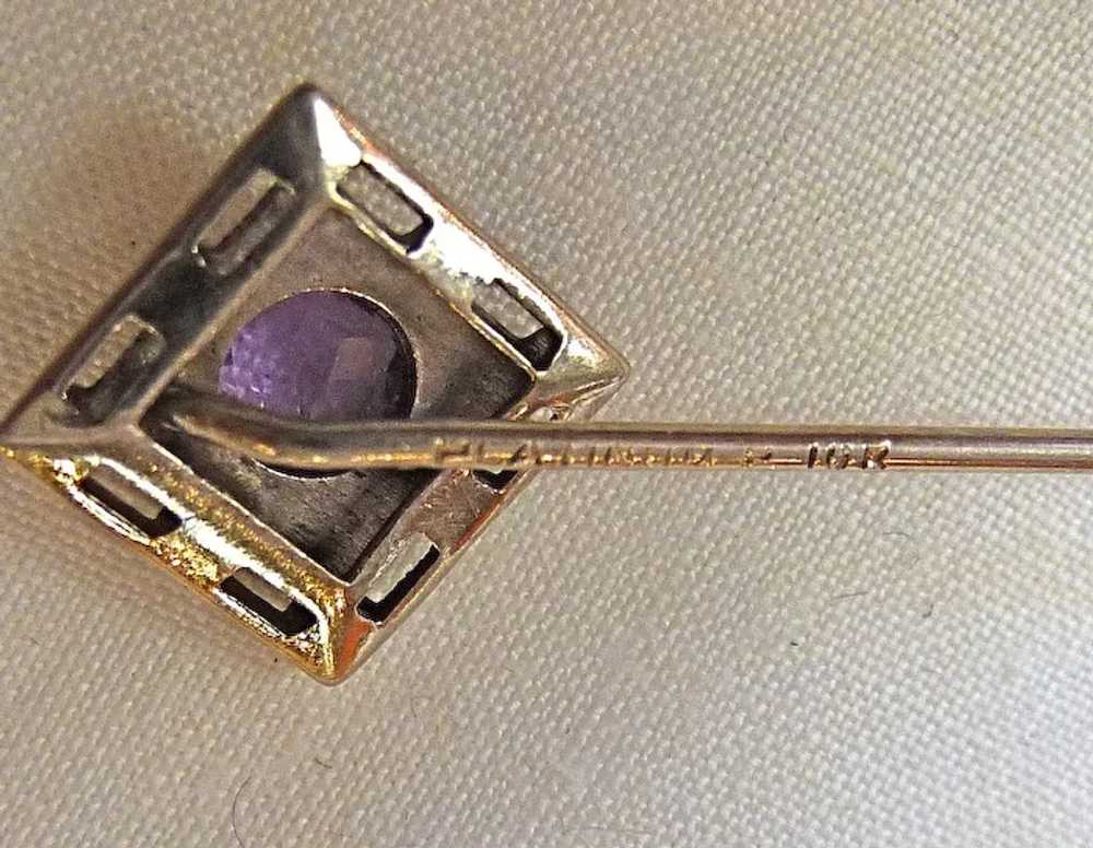 Antique Platinum Amethyst & 10k Stickpin - image 6