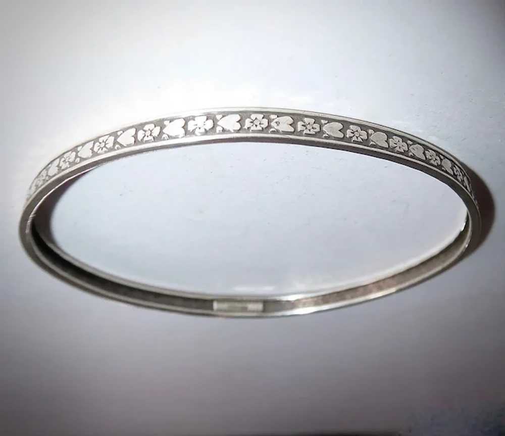 Sterling Silver Patterned Bangle Bracelet Hearts … - image 8