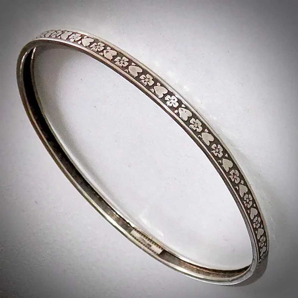 Sterling Silver Patterned Bangle Bracelet Hearts … - image 9