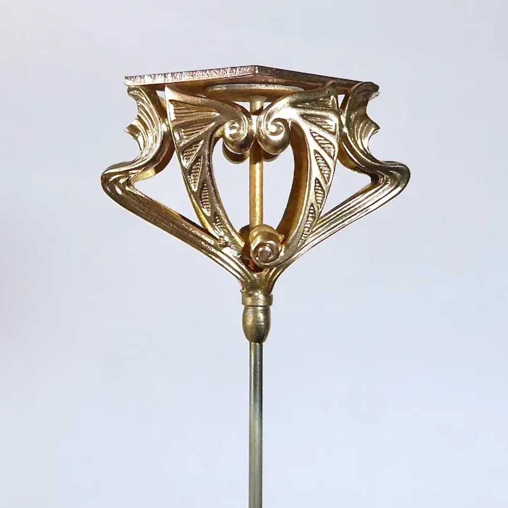 Victorian Art Nouveau Long Rolled Gold Top Hat Pin - image 3