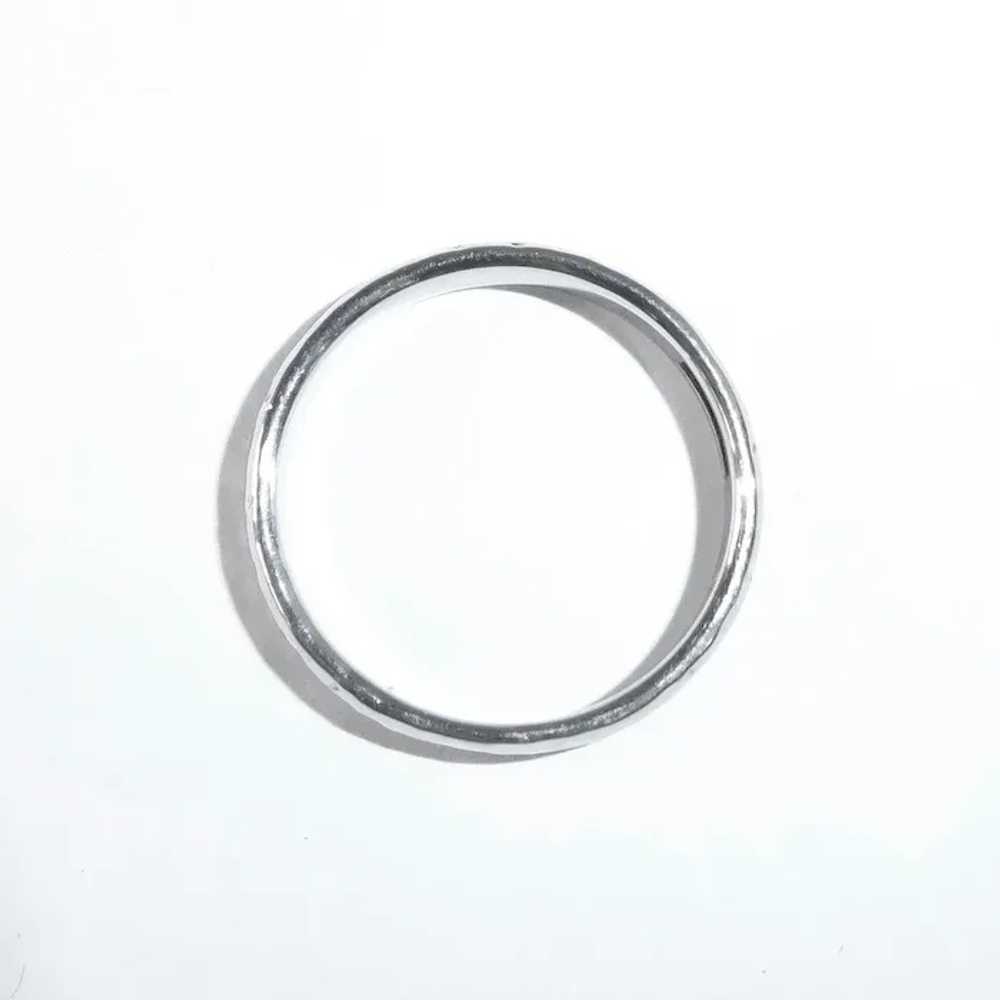 18k White Gold Hammered Band Ring - image 6