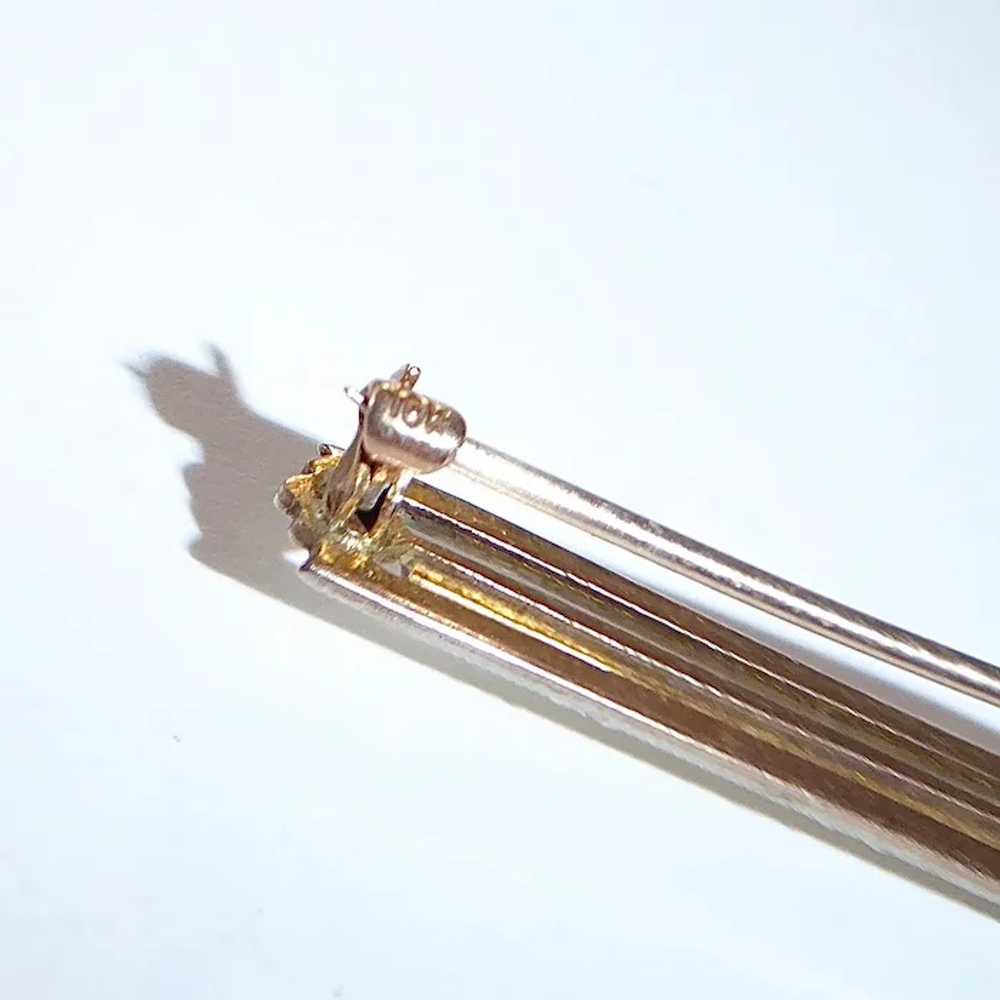 Art Deco 10k White Gold Bar Pin w Diamond - image 12