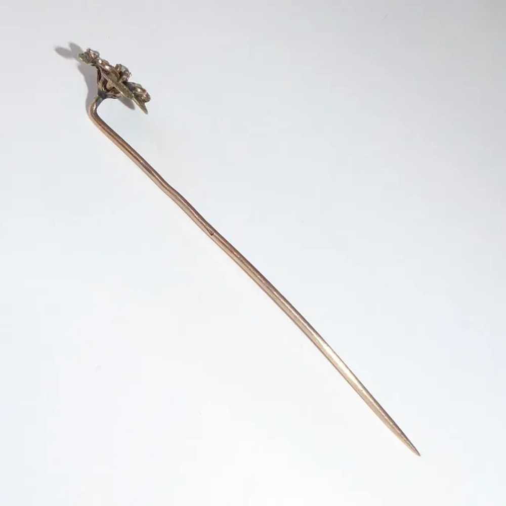 Victorian 10k Rose & Green Gold Stickpin w Seed P… - image 4