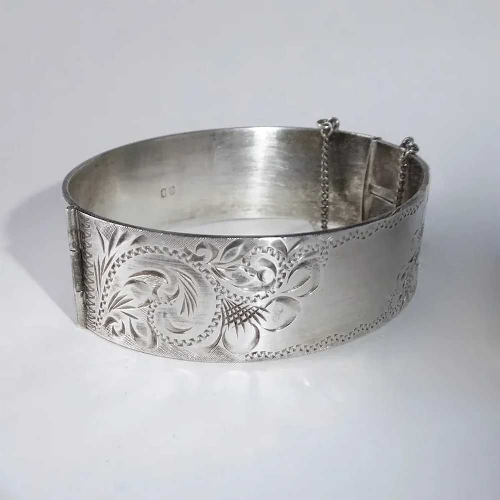 Irish Sterling Hinged Bangle Bracelet Engraved - image 4