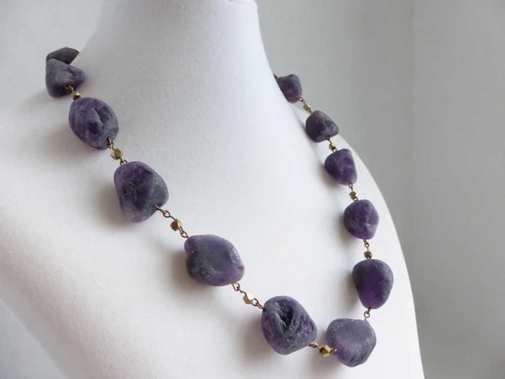 Matte Amethyst Artisan Necklace and Earrings, 19.… - image 5