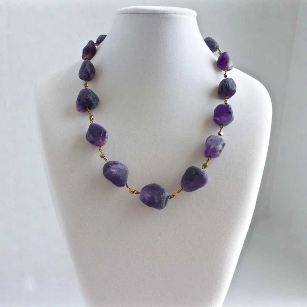 Matte Amethyst Artisan Necklace and Earrings, 19.… - image 6