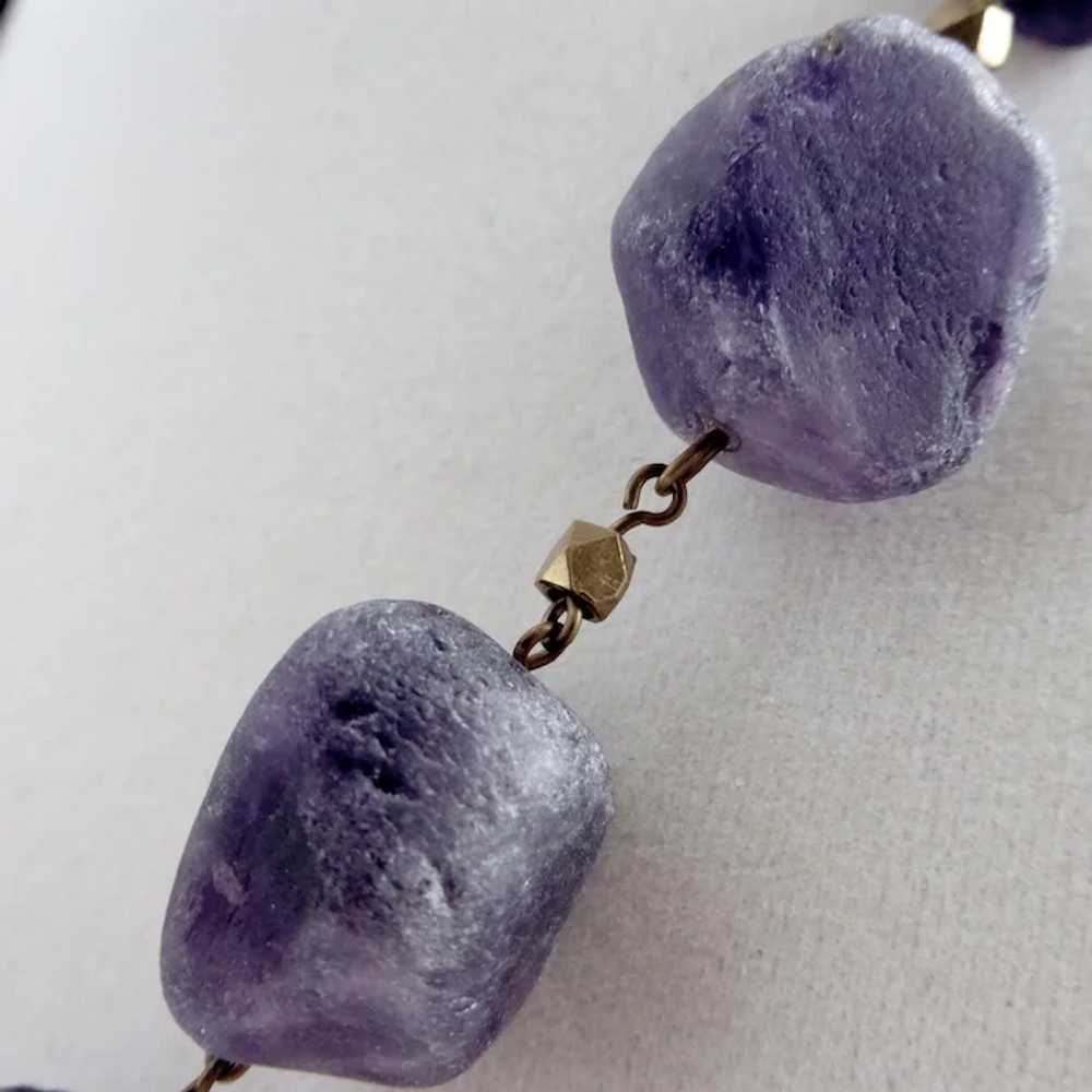 Matte Amethyst Artisan Necklace and Earrings, 19.… - image 7