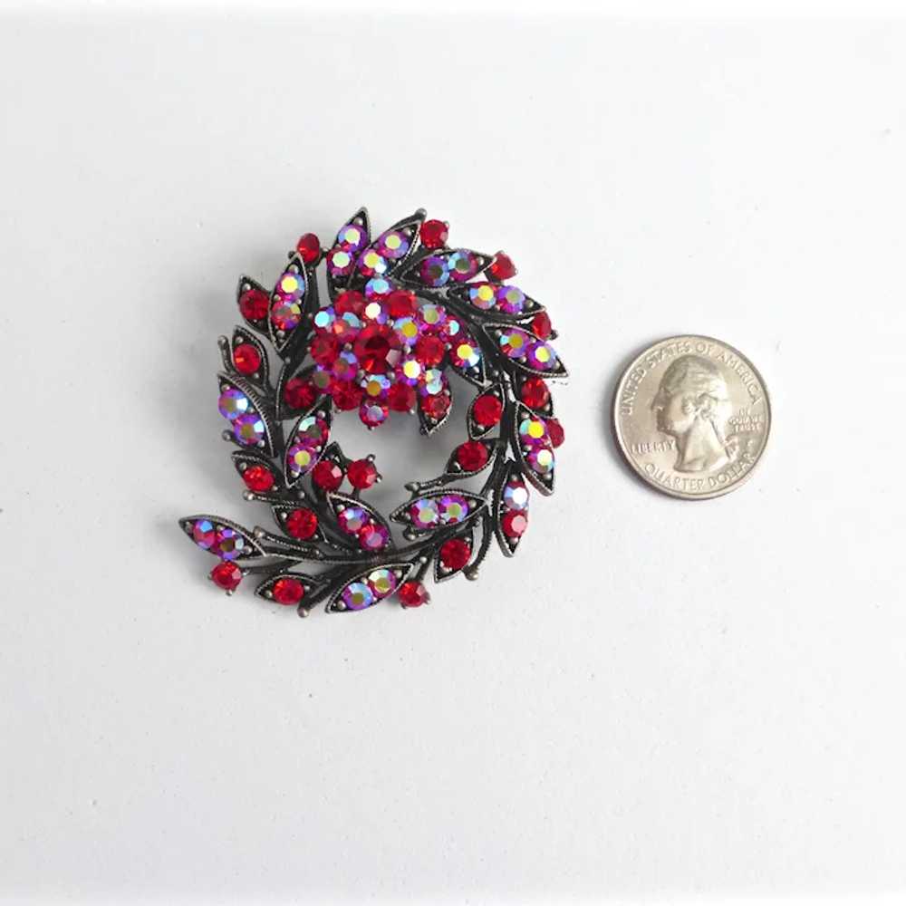 Spray Wreath Brooch/Pin/Pendant of Red AB Crystal… - image 5