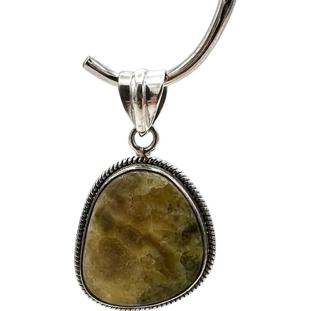 Bumblebee Jasper Cabochon Pendant - Sterling Silv… - image 1