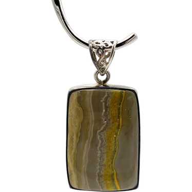 Bumblebee Jasper Cabochon Pendant - Sterling Silv… - image 1