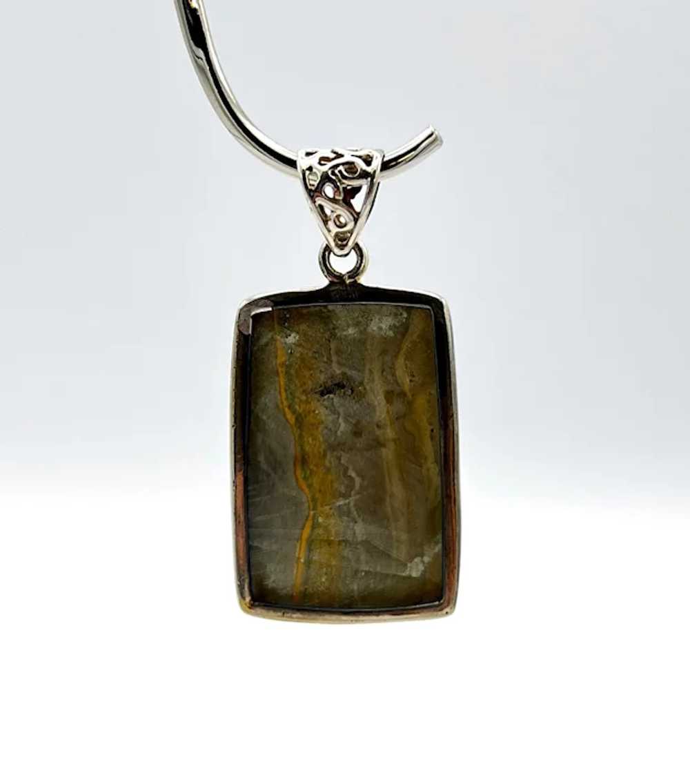 Bumblebee Jasper Cabochon Pendant - Sterling Silv… - image 2