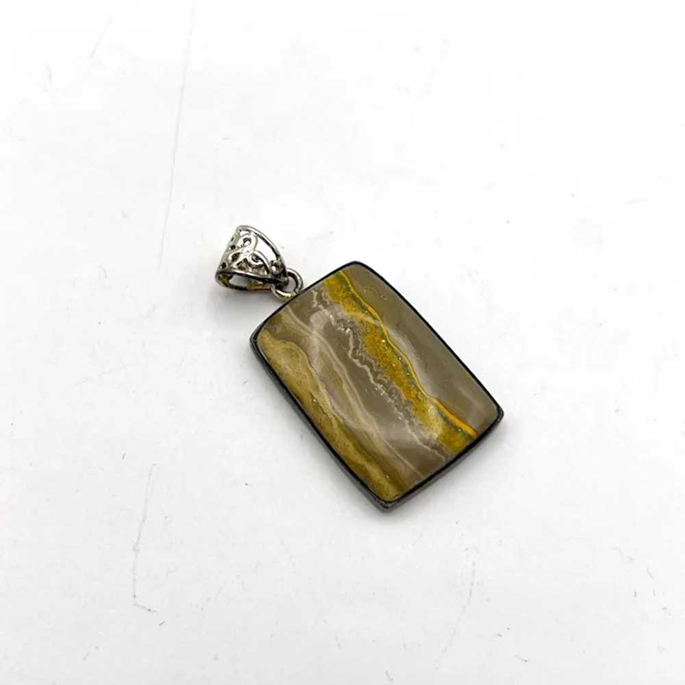 Bumblebee Jasper Cabochon Pendant - Sterling Silv… - image 3