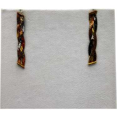 Ladies 14K Tri-Gold Weave Earrings