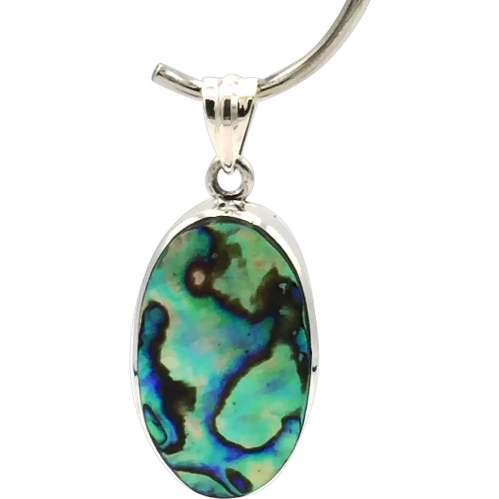 Abalone Slice Pendant - Sterling Silver - image 1