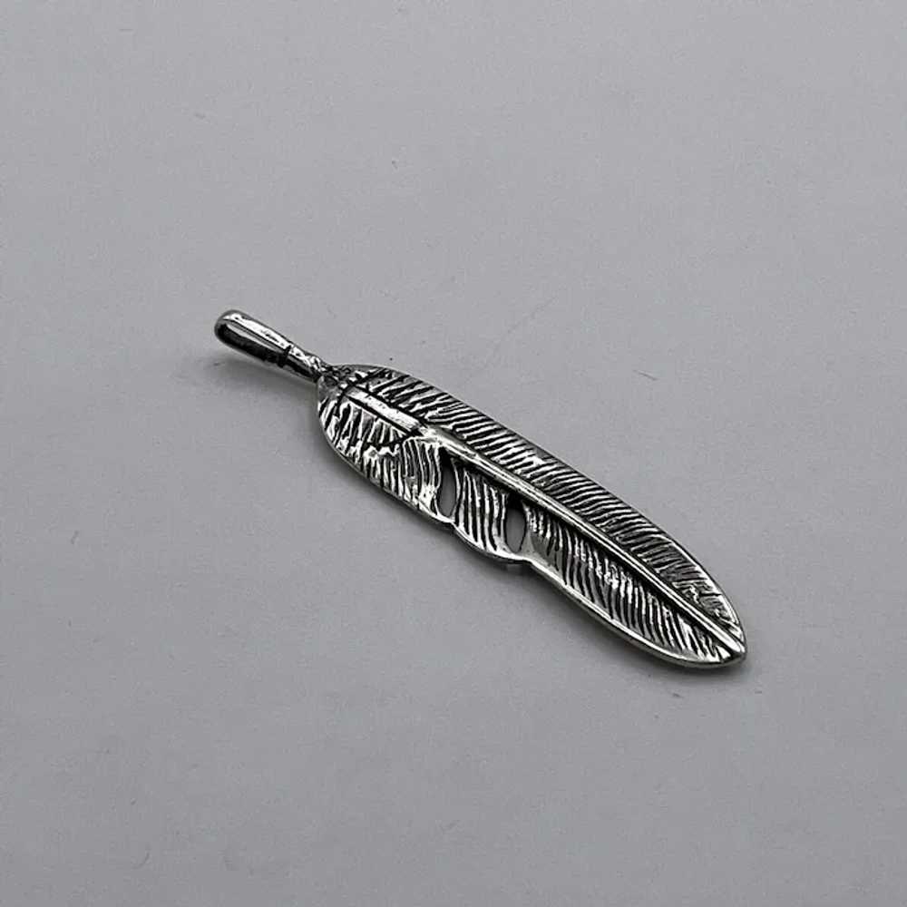 Avian Feather Pendant - Sterling Silver - image 2
