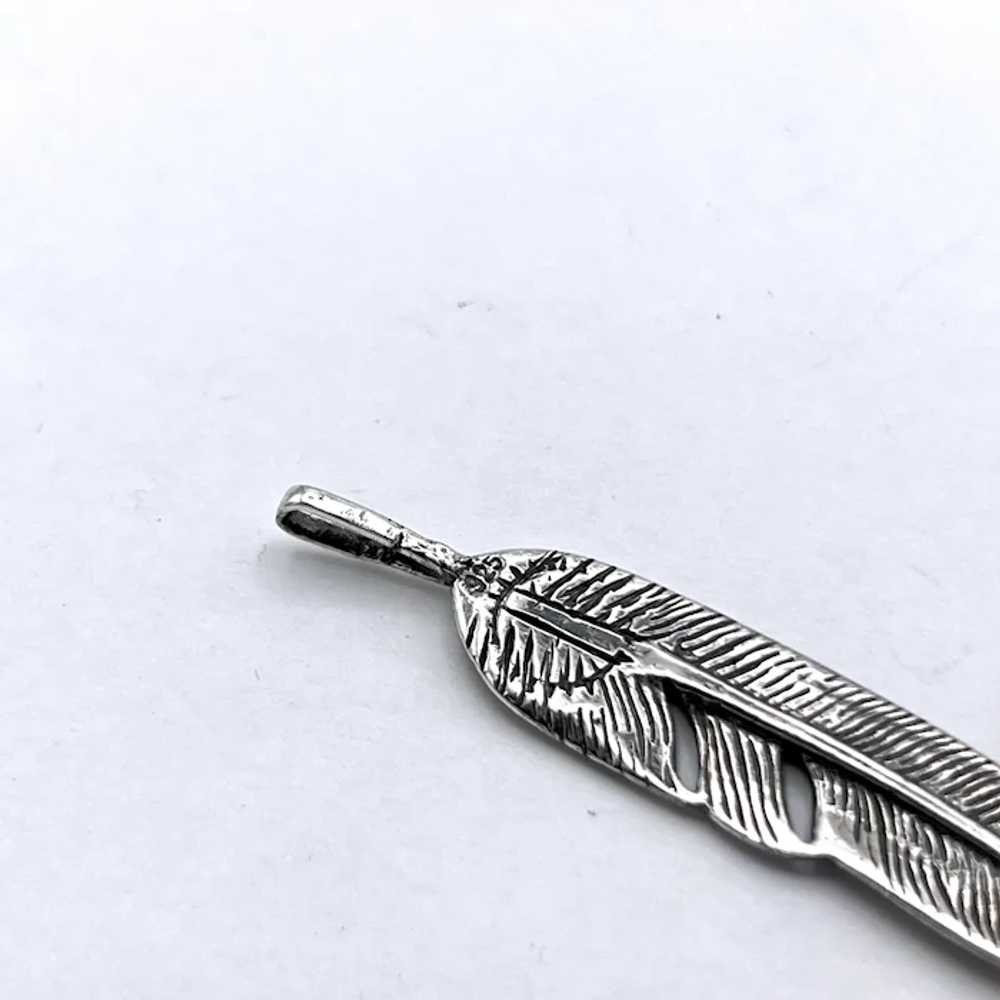 Avian Feather Pendant - Sterling Silver - image 3