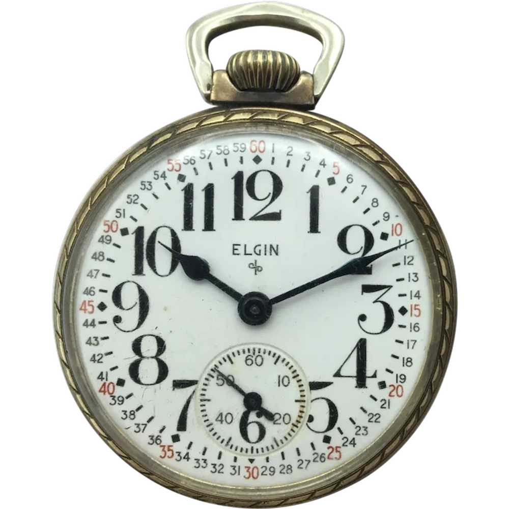 Elgin '575' 10K RGP Railroad Pocket Watch - image 1