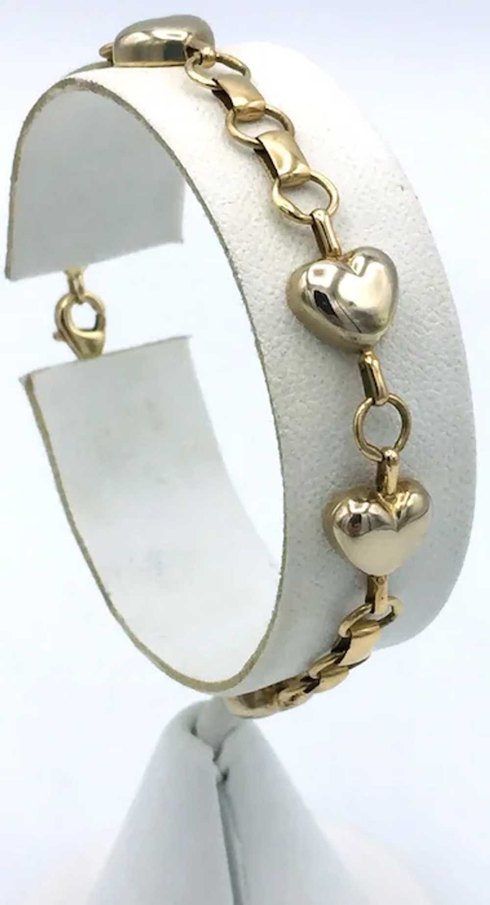 Ladies 14K Heart Link Bracelet - image 2