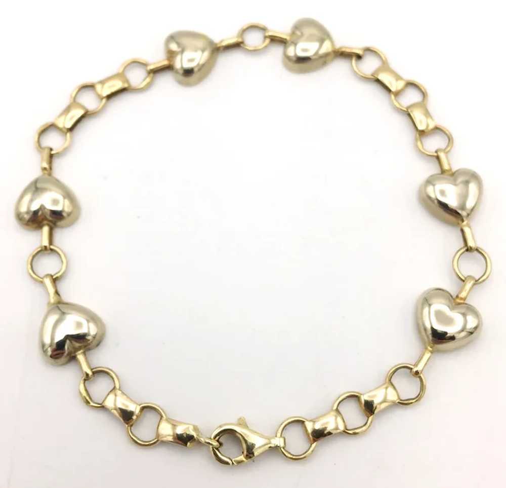 Ladies 14K Heart Link Bracelet - image 3