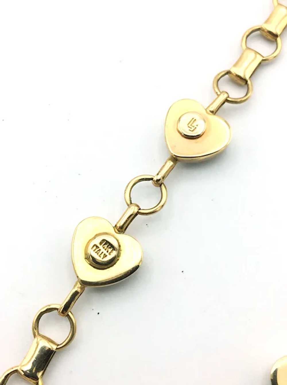 Ladies 14K Heart Link Bracelet - image 4