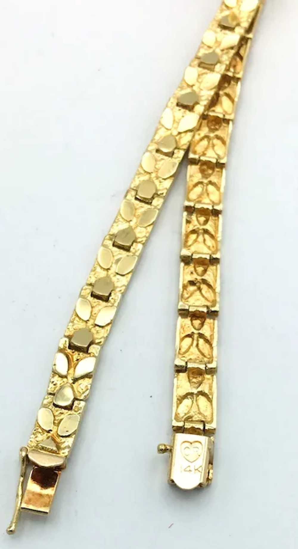 14K Gold Nugget Style Bracelet - image 4