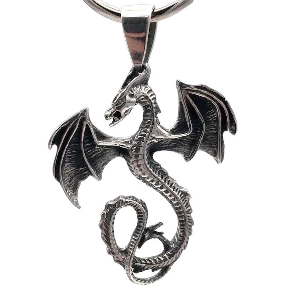 Medieval Dragon Pendant - Sterling Silver - image 1