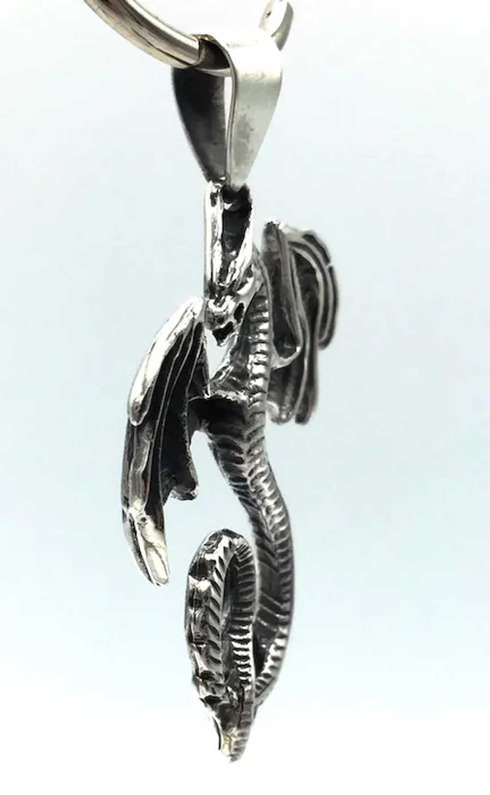 Medieval Dragon Pendant - Sterling Silver - image 2
