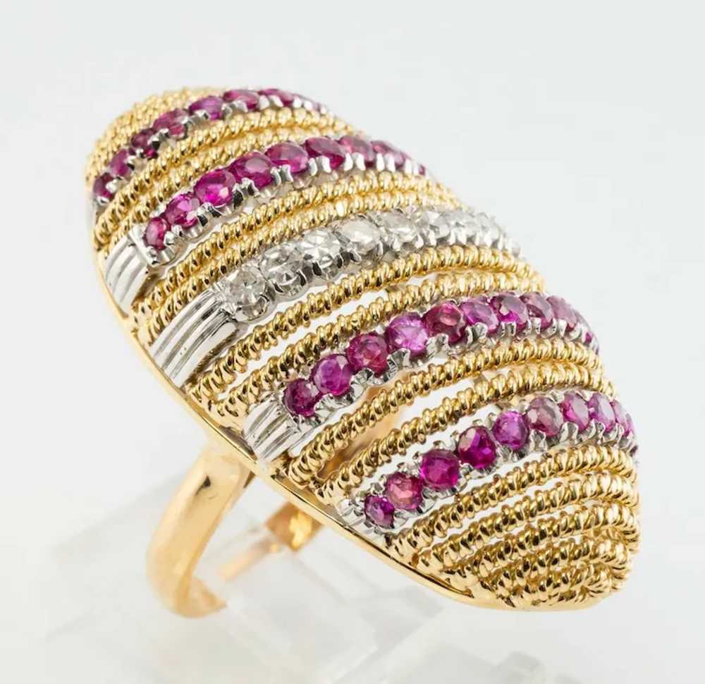 Diamond Ruby Ring 18K Gold Vintage Cocktail - image 10
