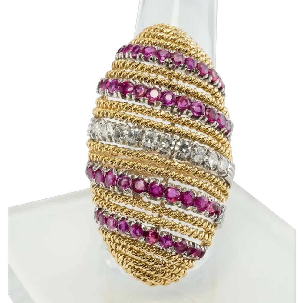Diamond Ruby Ring 18K Gold Vintage Cocktail - image 1