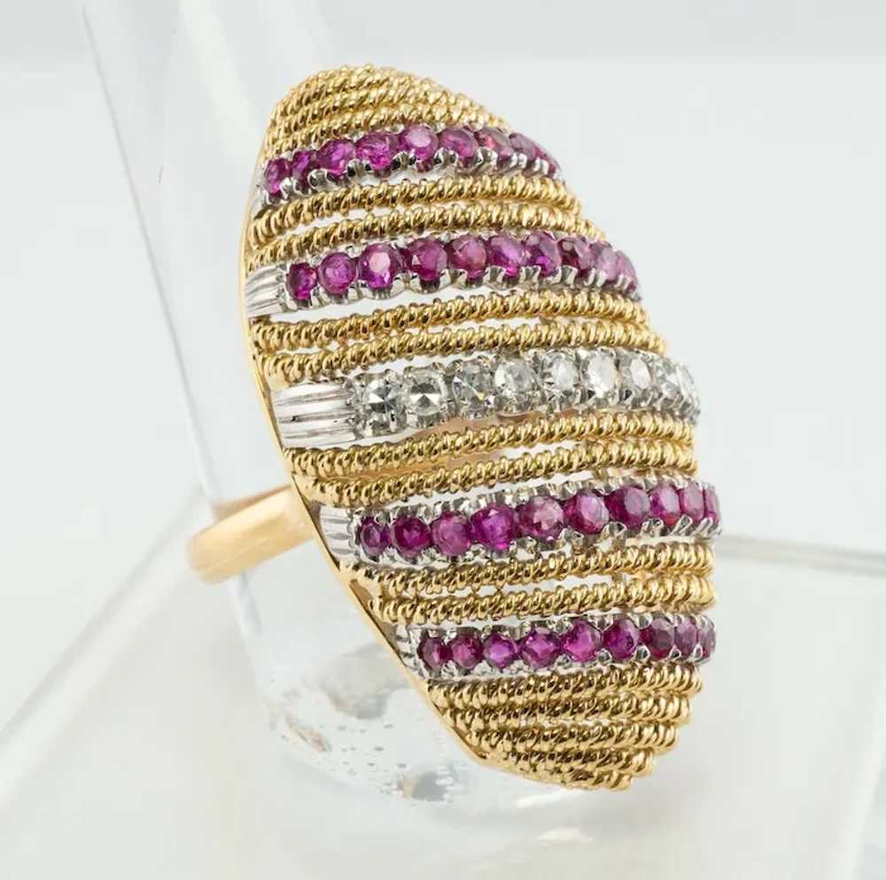 Diamond Ruby Ring 18K Gold Vintage Cocktail - image 5