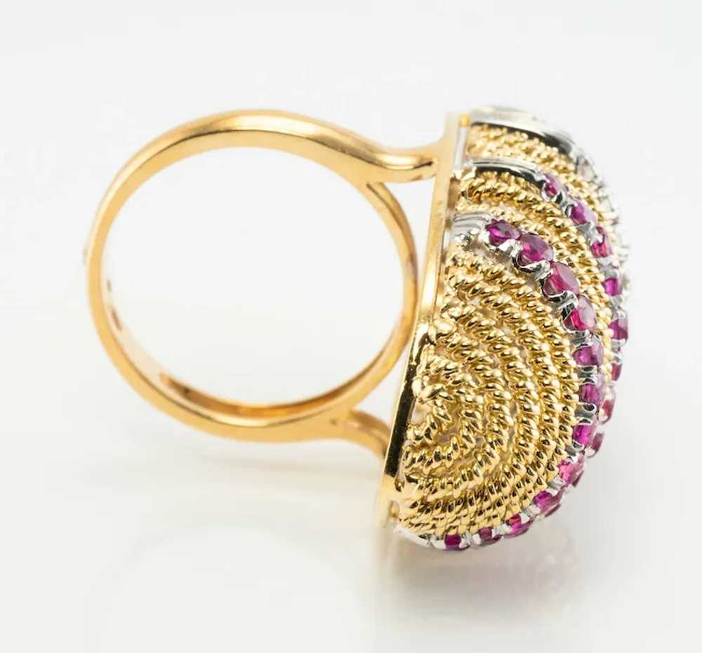Diamond Ruby Ring 18K Gold Vintage Cocktail - image 6