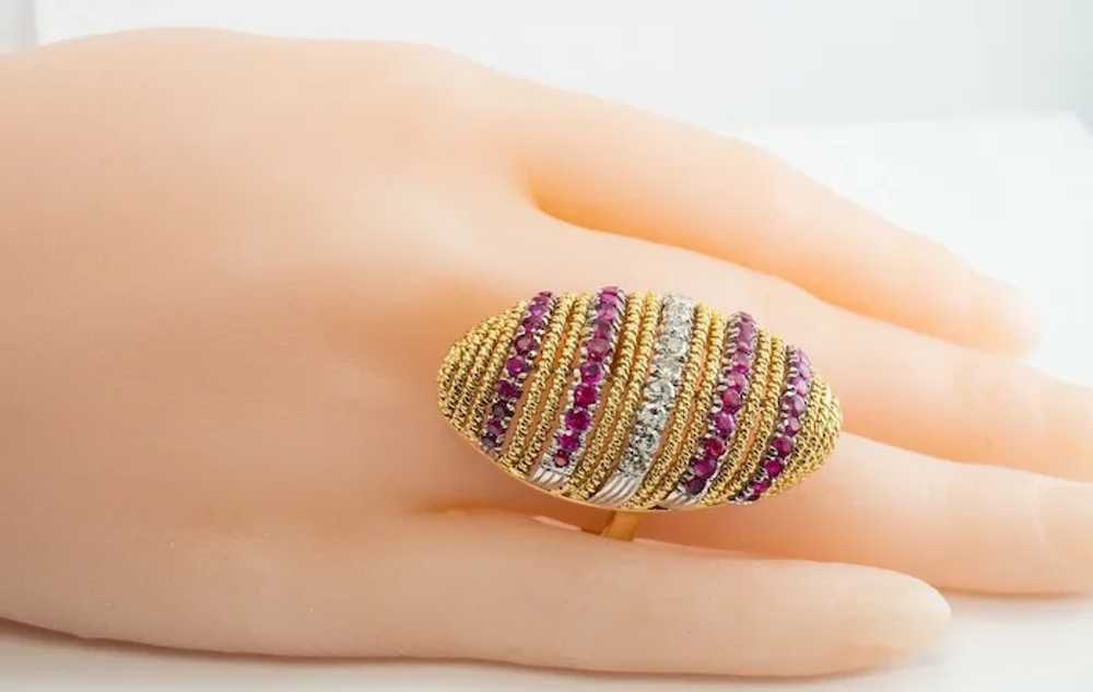 Diamond Ruby Ring 18K Gold Vintage Cocktail - image 7