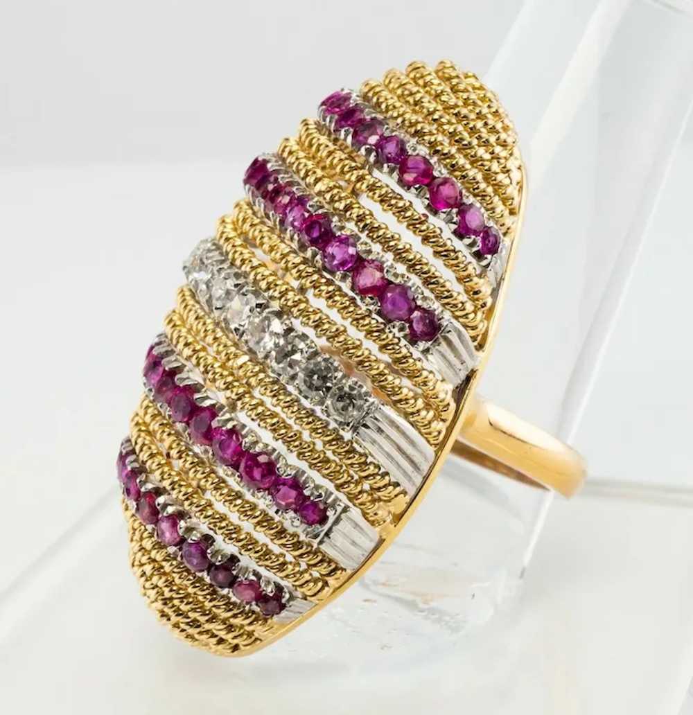 Diamond Ruby Ring 18K Gold Vintage Cocktail - image 8