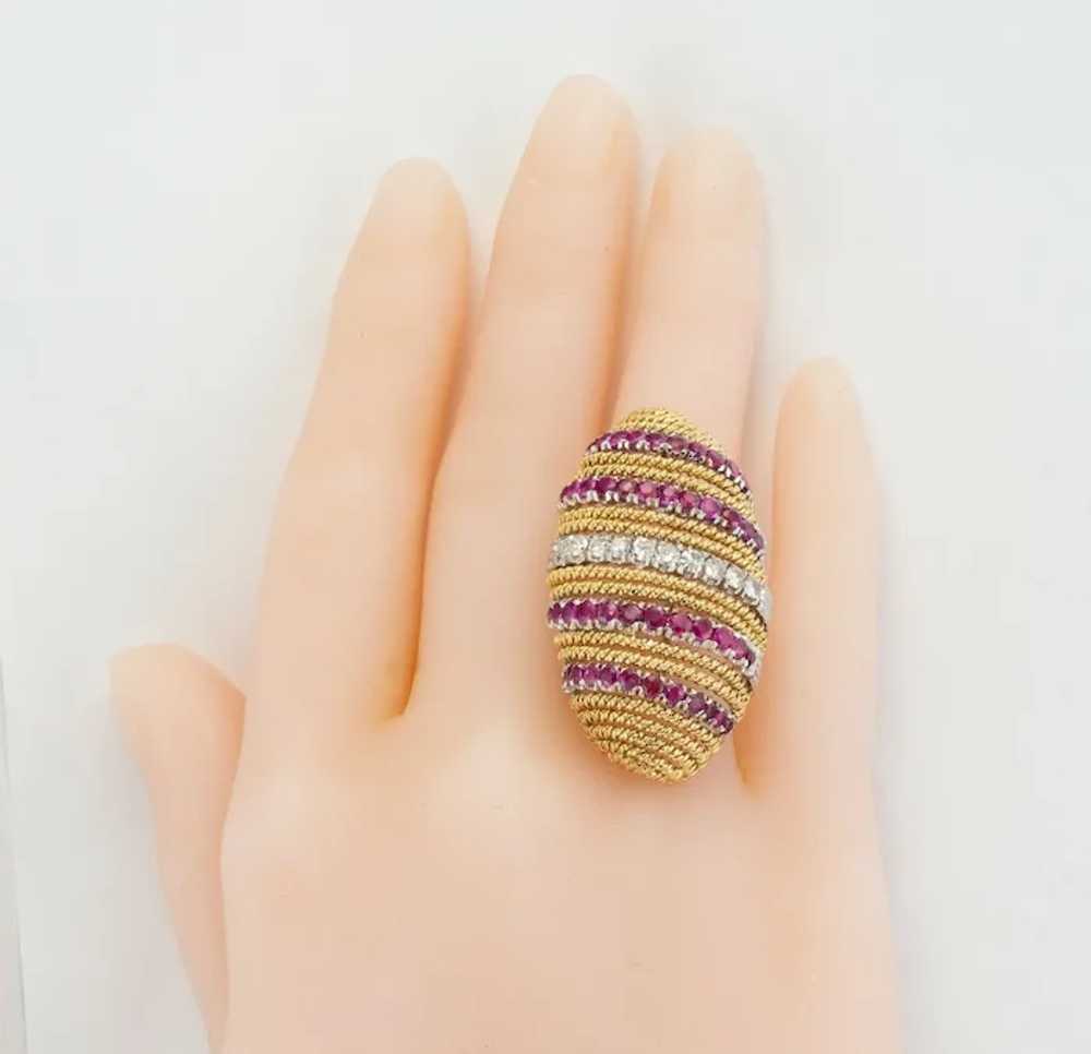 Diamond Ruby Ring 18K Gold Vintage Cocktail - image 9