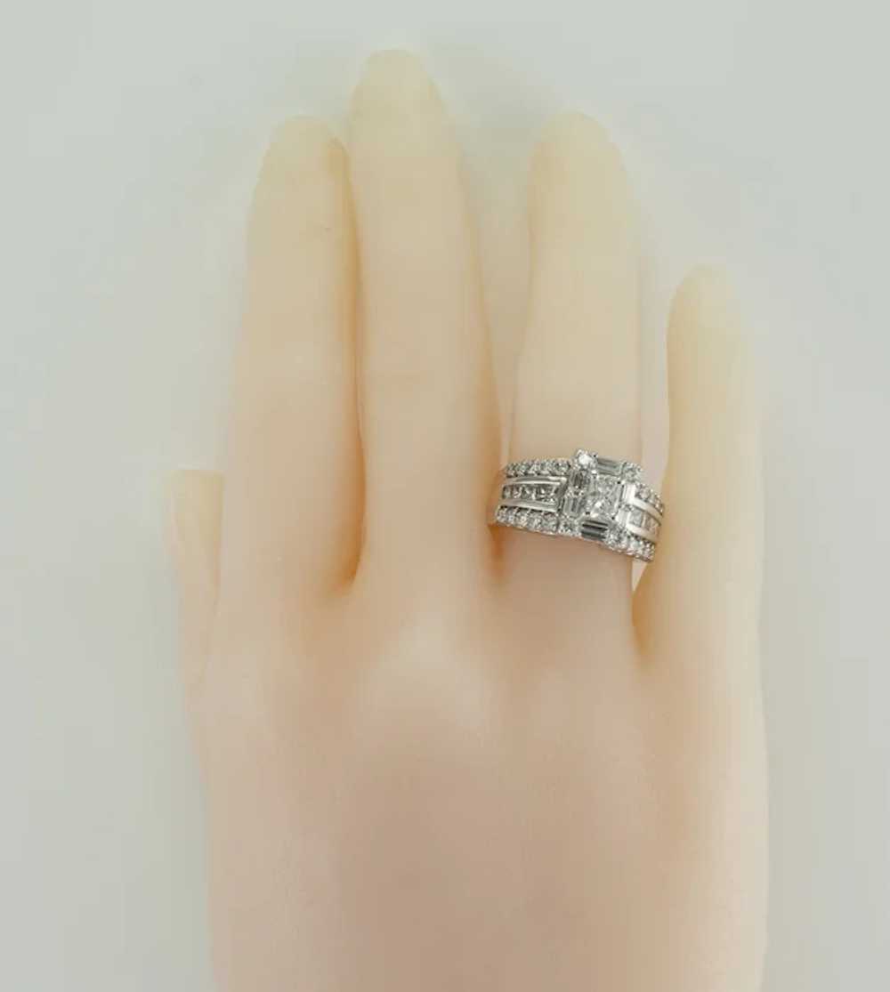 Diamond Ring 18K Gold 2.29 TDW Cluster Engagement - image 3