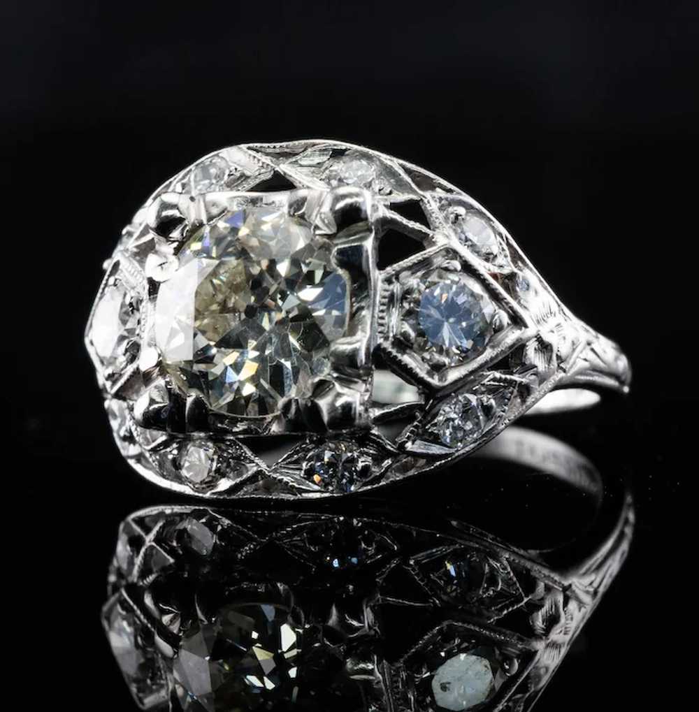 Old Mine Diamond Ring Platinum 2.05 TDW Vintage E… - image 11