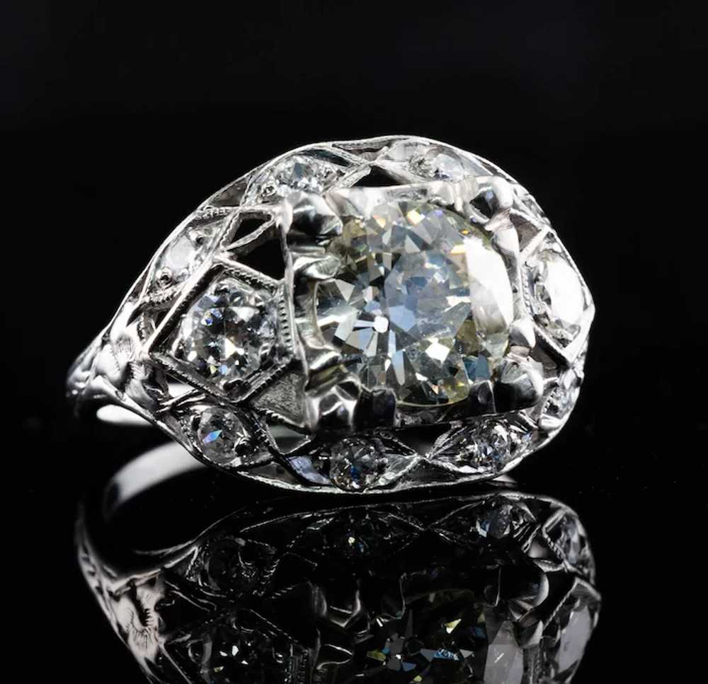 Old Mine Diamond Ring Platinum 2.05 TDW Vintage E… - image 12