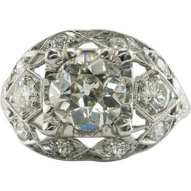 Old Mine Diamond Ring Platinum 2.05 TDW Vintage E… - image 1