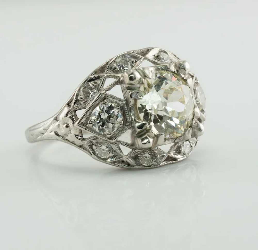 Old Mine Diamond Ring Platinum 2.05 TDW Vintage E… - image 2