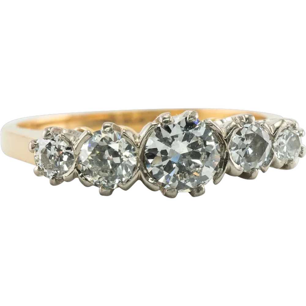 Diamond Ring 18K Gold Band .86ct TDW English Vint… - image 1
