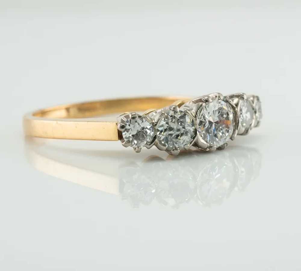 Diamond Ring 18K Gold Band .86ct TDW English Vint… - image 2