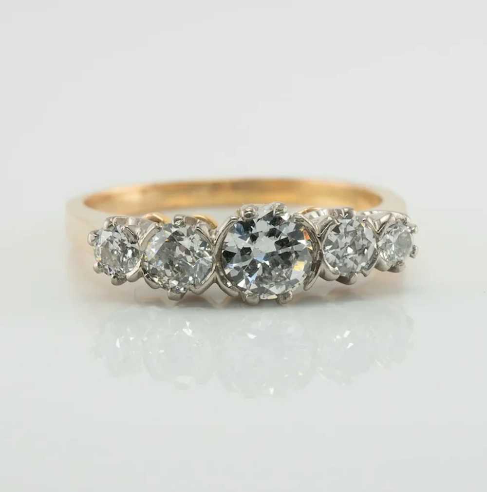 Diamond Ring 18K Gold Band .86ct TDW English Vint… - image 5