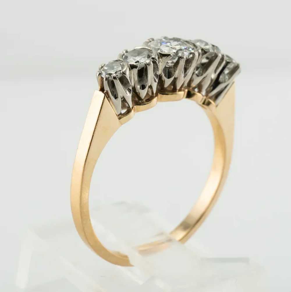 Diamond Ring 18K Gold Band .86ct TDW English Vint… - image 7